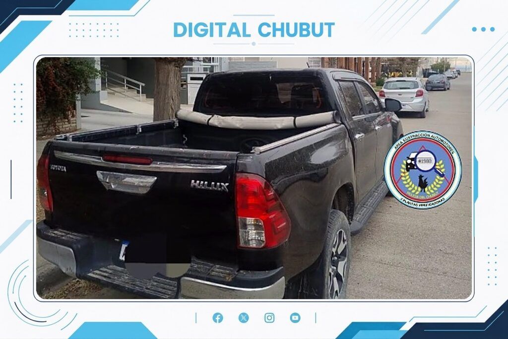Secuestran camioneta Toyota Hilux por presunta adulteración de identidad en Puerto Madryn, Chubut. 1 CAMIONETA 14 DE JULIO
