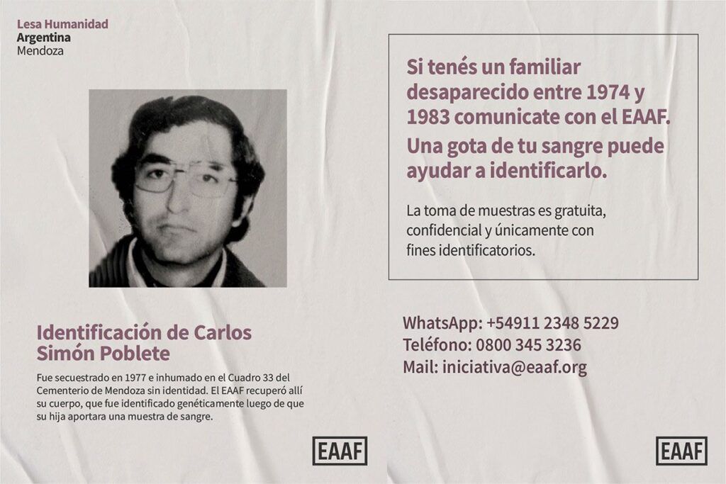 Identificados los restos de Carlos Simón Poblete gracias al Equipo Argentino de Antropología Forense 1 Web EEAF comunicado